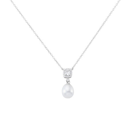 Damen Halskette Silber 925 Zuchtperle Zirkonia - Halsketten Damen | OROVIVO