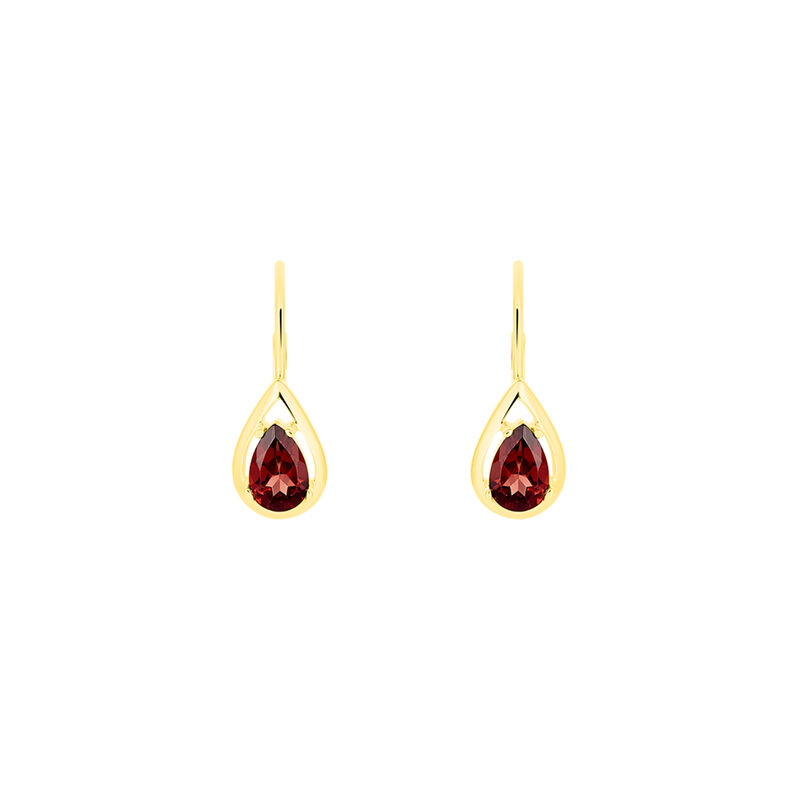 RONJA Damen Ohrringe Lang Gold 333 (8 Karat) Granat Rot Tropfen - Ohrh&auml;nger Damen | OROVIVO