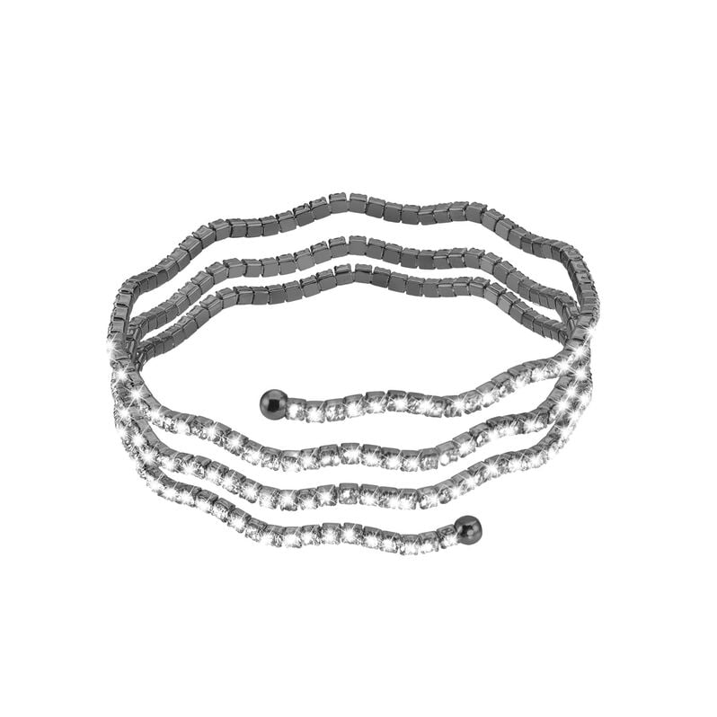 Bracciale bangle triplo in metallo rutenio e cristalli - Spannringe Damen | OROVIVO