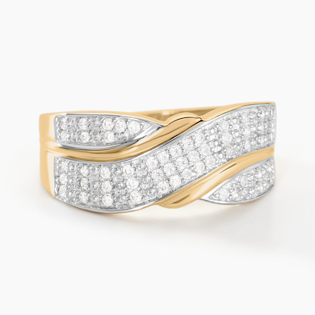 Bague Or Jaune Bandeau Oxydes - Spannringe Damen | OROVIVO