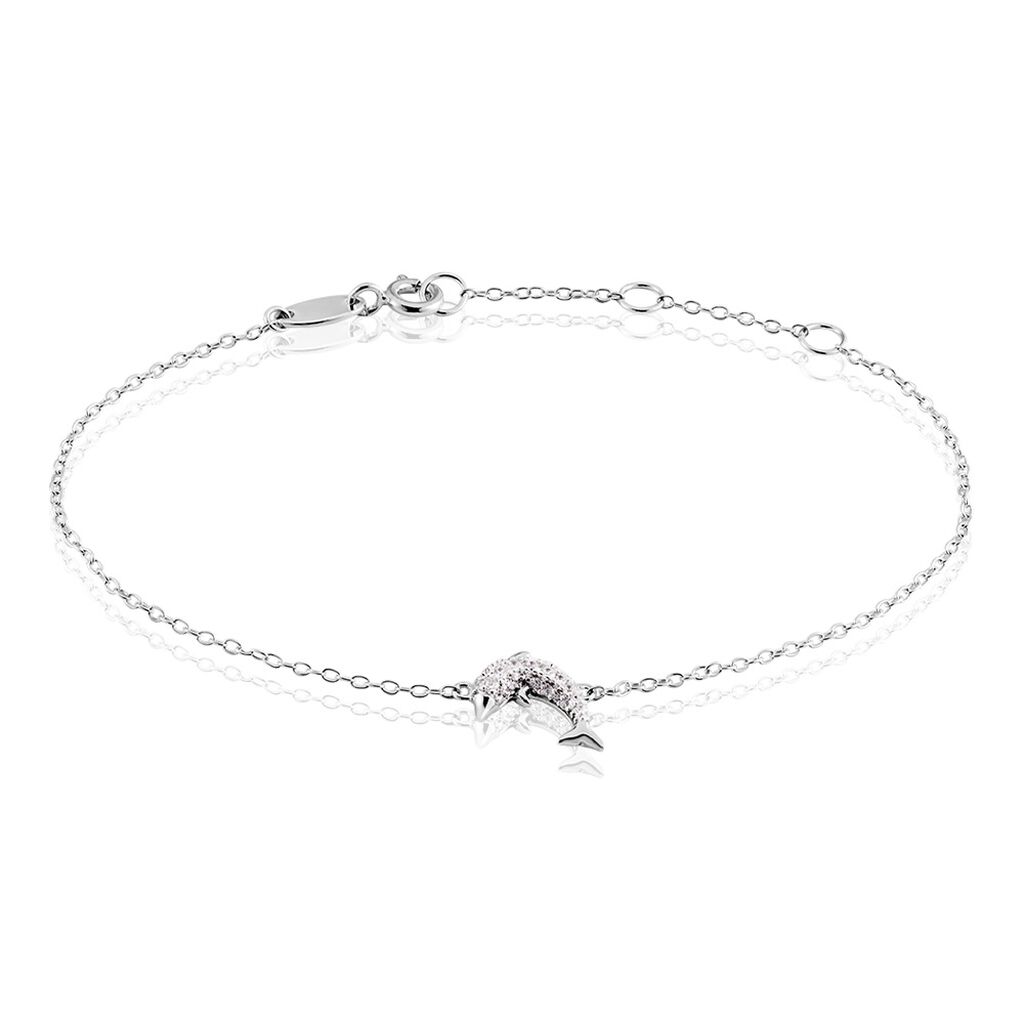 INES 1 Kinder Armband Silber 925 Zirkonia Weiß 0,08 ct Delfin B 1,15 mm, Armband mit Stein