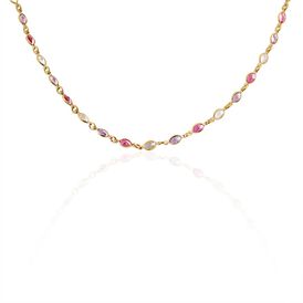 Damen Collier 18 Karat Vergoldet Multicolour Steine Rosa Ilvaae - Ketten mit Stein Damen | OROVIVO