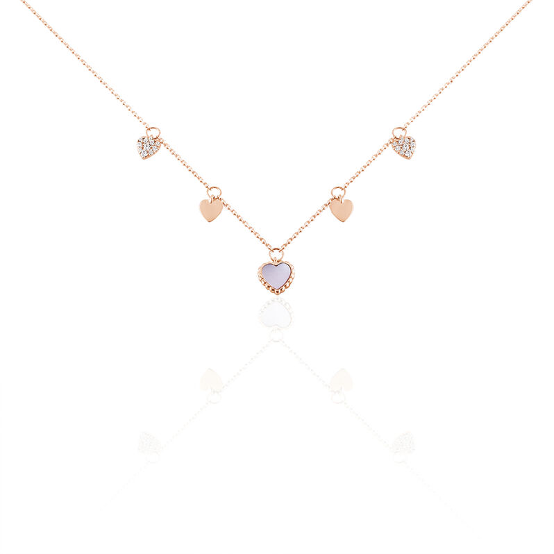 RHEA Damen Collier Rosegold 375 (9 Karat) Zirkonia Wei&szlig; 0,03 ct Herz - Halsketten Damen | OROVIVO
