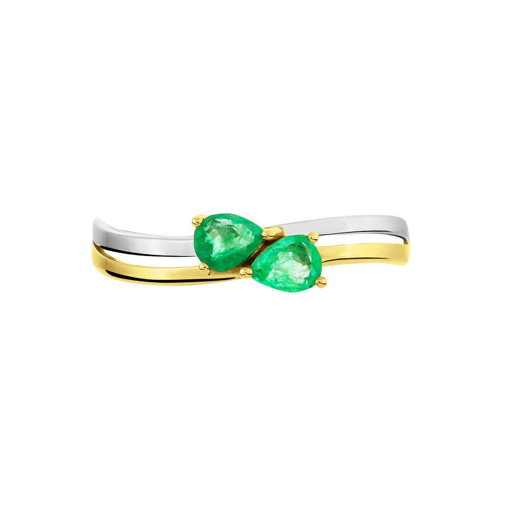 Bague Leila Or Bicolore Emeraude - Spannringe Damen | OROVIVO