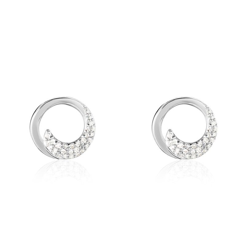 SARIAH Damen Ohrstecker Wei&szlig;gold 585 (14 Karat) Diamant Wei&szlig; 0,06 ct Kreis - Ohrstecker Damen | OROVIVO