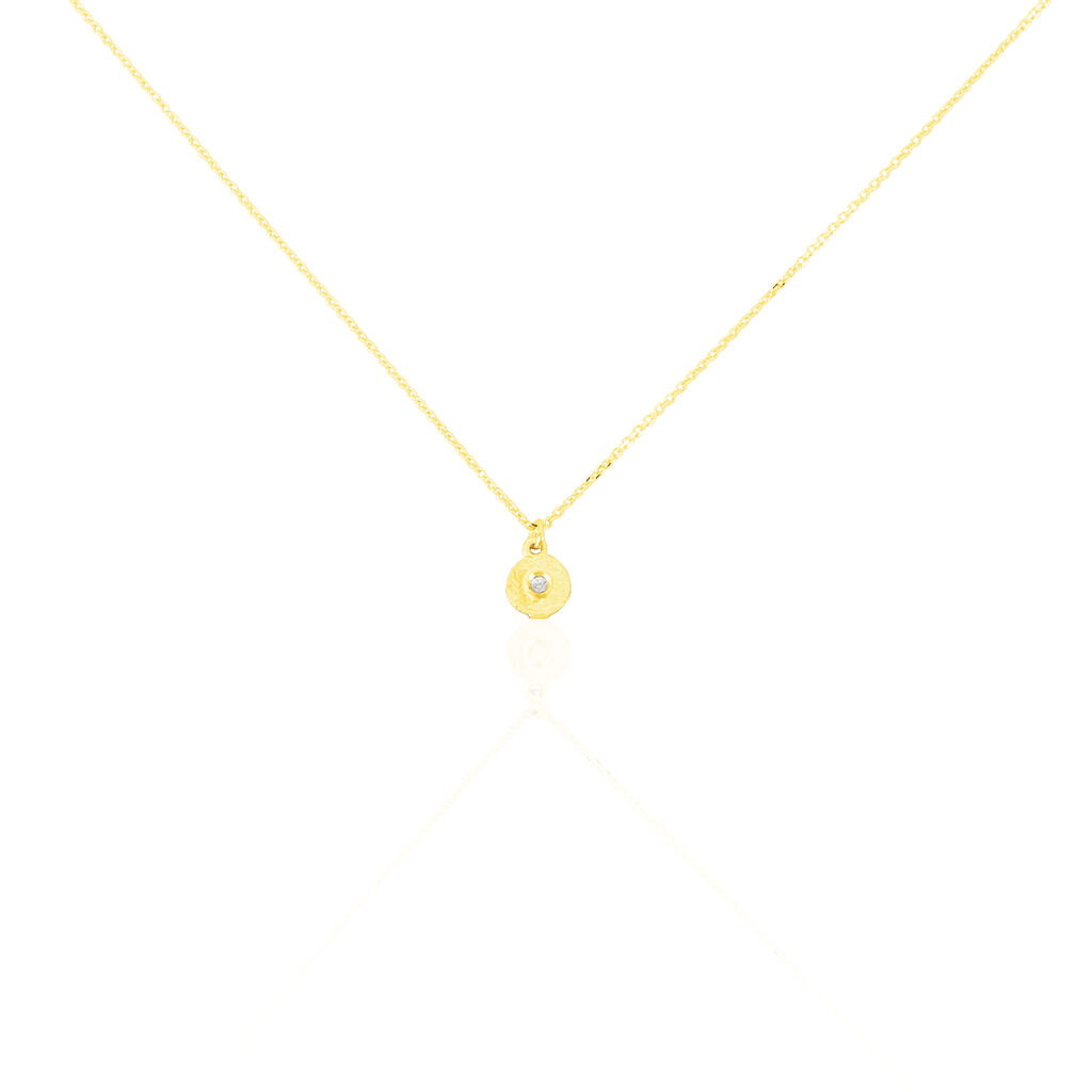 DOTTIE Damen Collier Gold 375 (9 Karat) Zirkonia Weiß 0,02 ct Kreis, Collier mit Stein