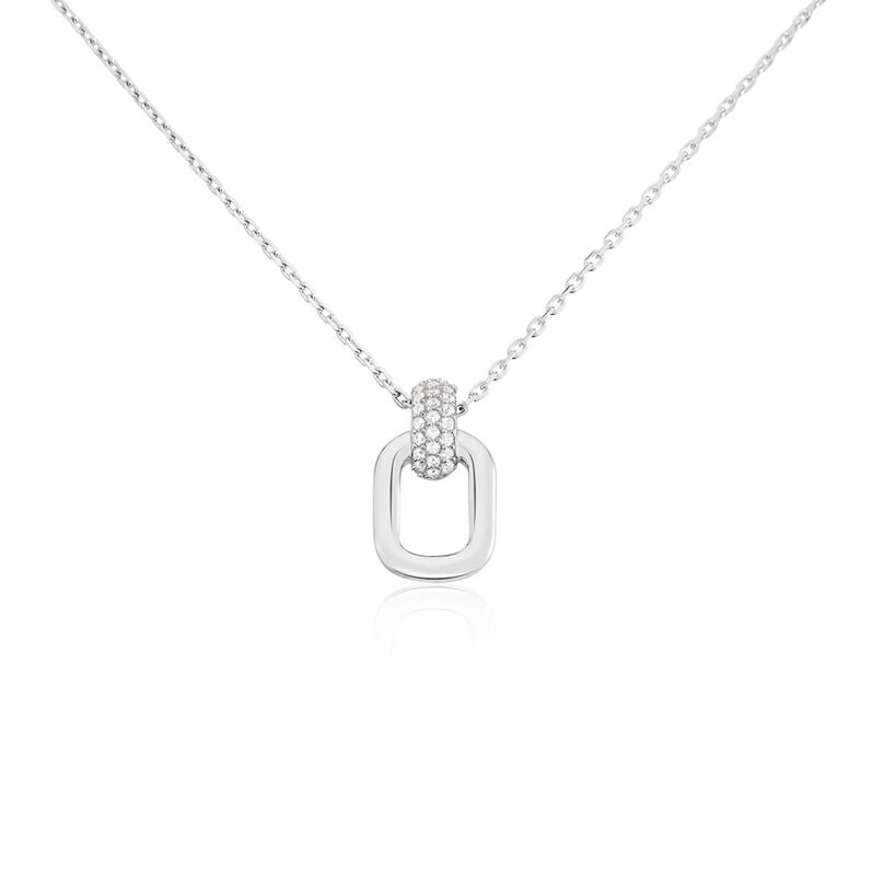 AVAH Damen Collier Silber 925 Zirkonia Wei&szlig; 0,3 ct Rechteckig B 1,4 mm - Halsketten Damen | OROVIVO
