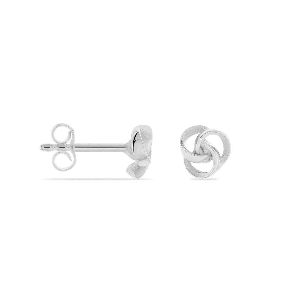 ALBANNE KNOTEN 4 Damen Ohrstecker Silber 925 Zirkonia Wei&szlig;