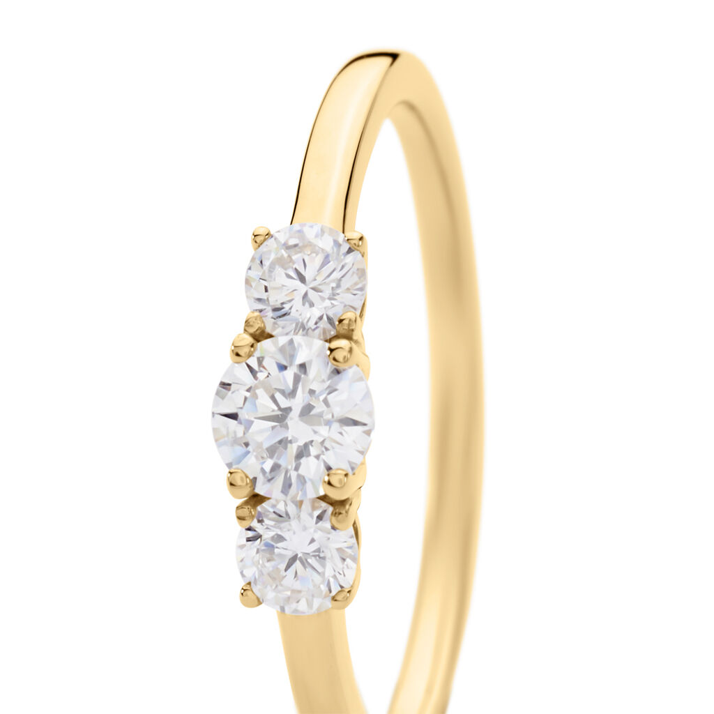 Damen Ring Gold 375 Rund Weiß Trilog - Ringe mit Stein Damen | OROVIVO