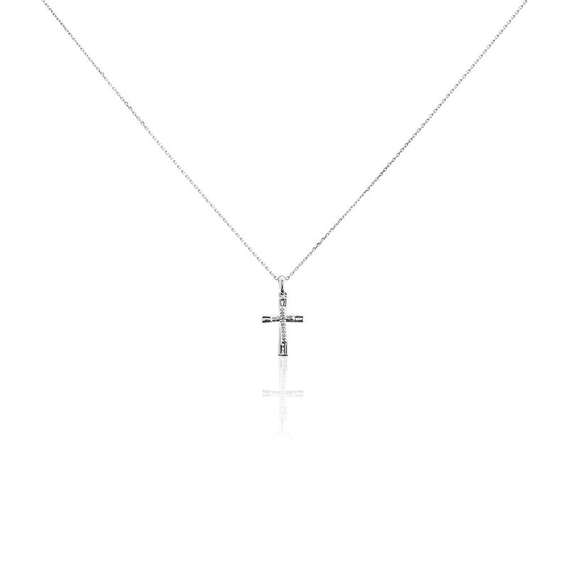 Damen Collier Weißgold 375 Diamant 0,04ct Crosseda - Halsketten Damen | OROVIVO