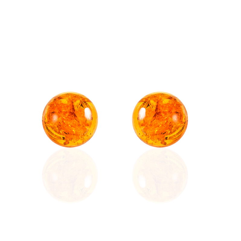 Boucles D'oreilles Puces Argent Et Ambre - Spannringe Damen | OROVIVO