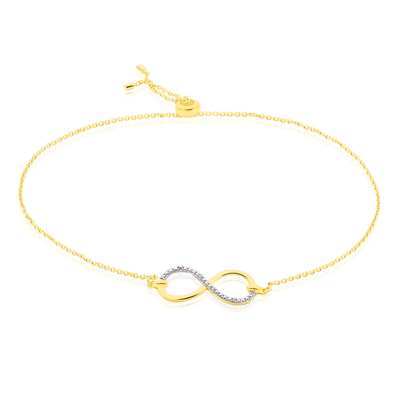 INFINO Damen Armband Gold 375 (9 Karat) Diamant Wei&szlig; 0,01 ct Unendlichkeit - Armb&auml;nder mit Anh&auml;nger Damen | OROVIVO