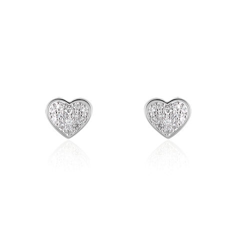 Damen Ohrstecker Weißgold 375 Diamant 0,06ct Herz Aba  - Ohrstecker  | OROVIVO
