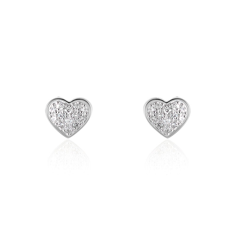 Damen Ohrstecker Weißgold 375 Diamant 0,06ct Herz Aba  - Ohrstecker Damen | OROVIVO