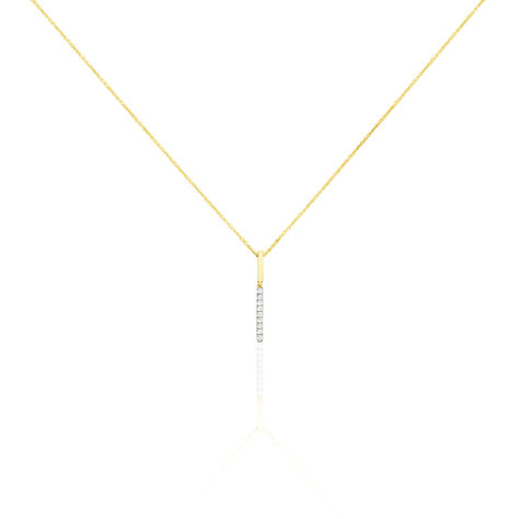 LINE 2 Damen Collier Gold Bicolor 375 (9 Karat) Diamant Wei&szlig; 0,08 ct Balken - Halsketten Damen | OROVIVO