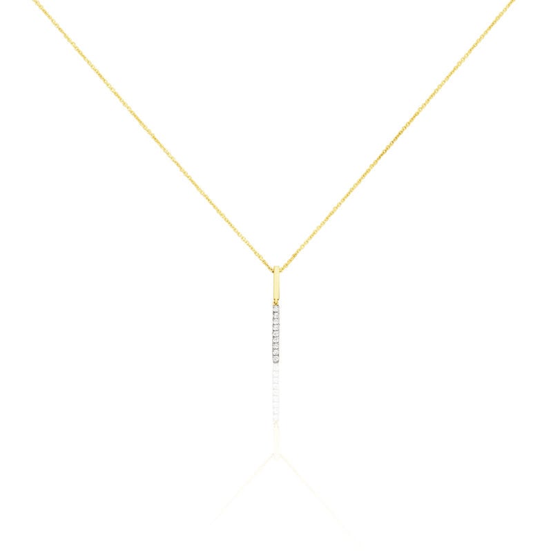 LINE 2 Damen Collier Gold Bicolor 375 (9 Karat) Diamant Wei&szlig; 0,08 ct Balken - Halsketten Damen | OROVIVO