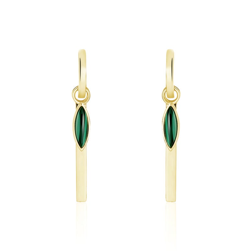 MISSY Damen Ohrringe Lang Silber vergoldet 925 Synthetischer Stein Gr&uuml;n Blatt - Ohrringe mit Stein Damen | OROVIVO