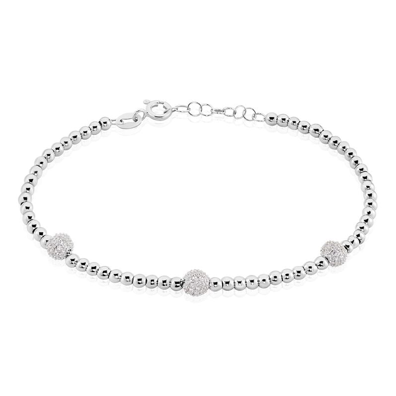 BRYLEE Damen Armband Silber 925 Zirkonia Weiß 1,76 ct Ball B 1 mm - Armbänder mit Anhänger Damen | OROVIVO