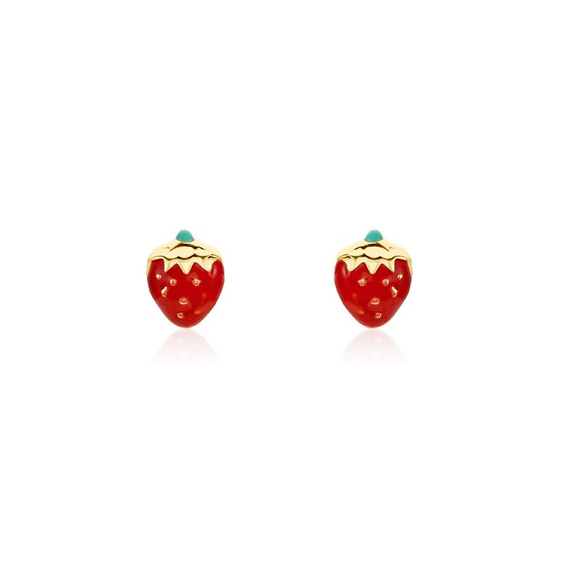 Boucles D'oreilles Puces Elizabetae Fraise Or Jaune - Spannringe Kinder | OROVIVO