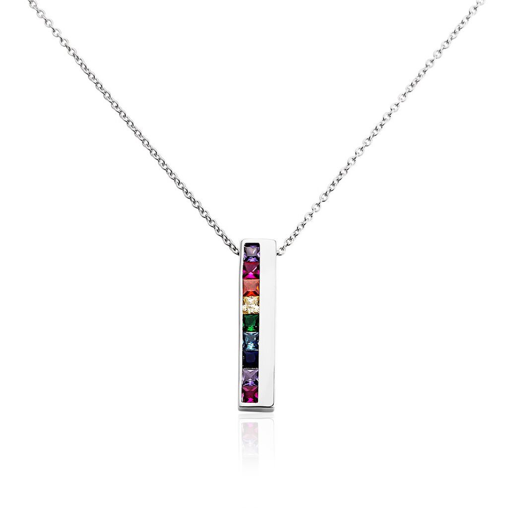 TRU Damen Collier Silber Silber 925 Zirkonia Violett 0,07 ct Barren, Collier mit Stein