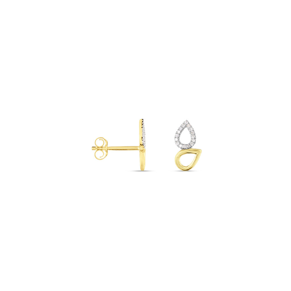 Leafa Damen Ohrstecker Gold 375 (9 Karat) Diamant Wei&szlig; 0,05 ct Mandel