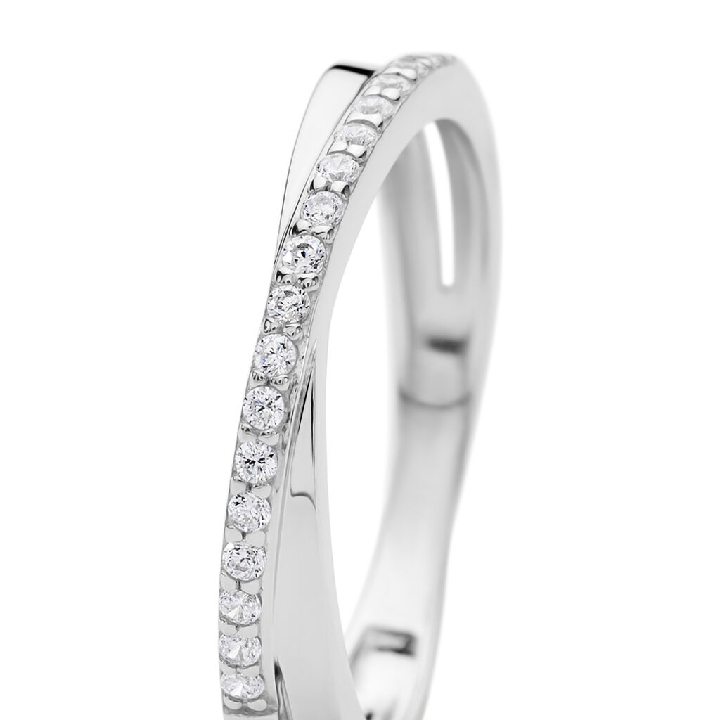 ELLIANA Damen Ring Silber 925 Andere Steine Wei&szlig; Balken