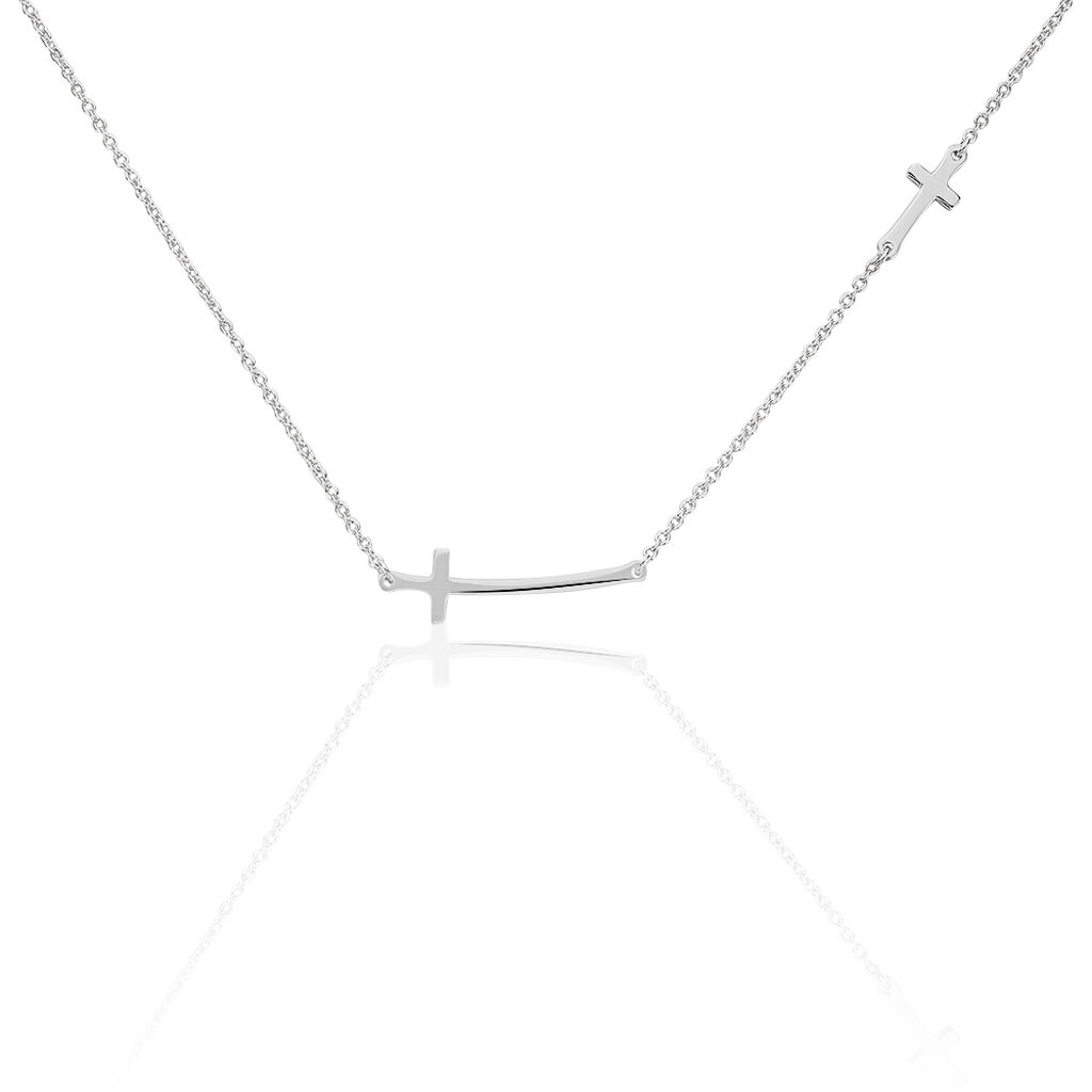 Damen Halskette Silber 925 Kreuz, Collier ohne Stein
