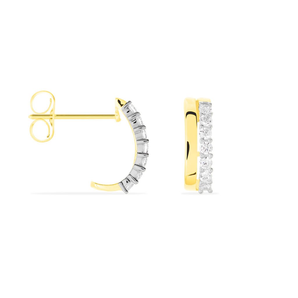 Damen Creolen Gold 375 Zirkonia Barren 7,50mm , Creolen mit Stein