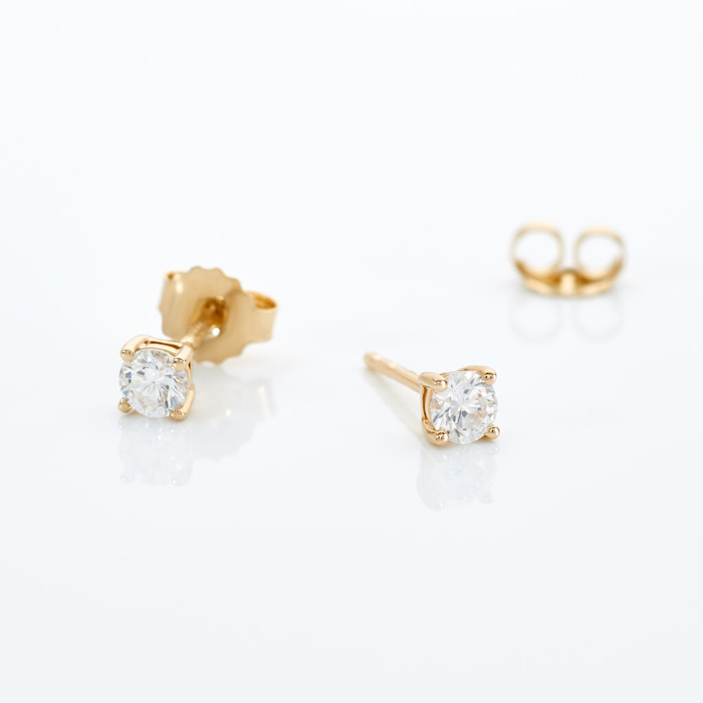 AURELA Damen Ohrstecker Gold 585 (14 Karat) Synthetischer Diamant Wei&szlig; 0,25 ct