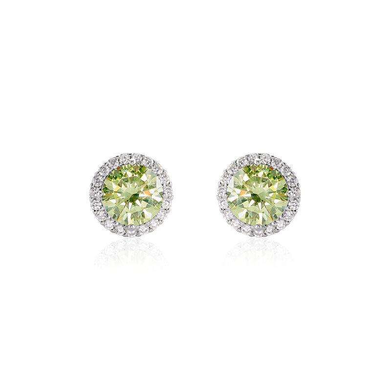 CAMILLA Damen Ohrstecker Silber 925 Zirkonia Grün 4,1 ct Kreis - Ohrstecker Damen | OROVIVO
