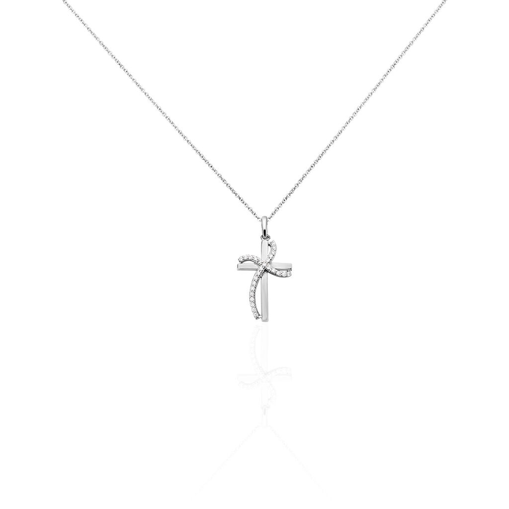 🦚 Damen Halskette Silber 925 Zirkonia Kreuz, Collier mit Stein 🦚 Damen Halskette Silber 925 Zirkonia Kreuz, Collier mit Stein