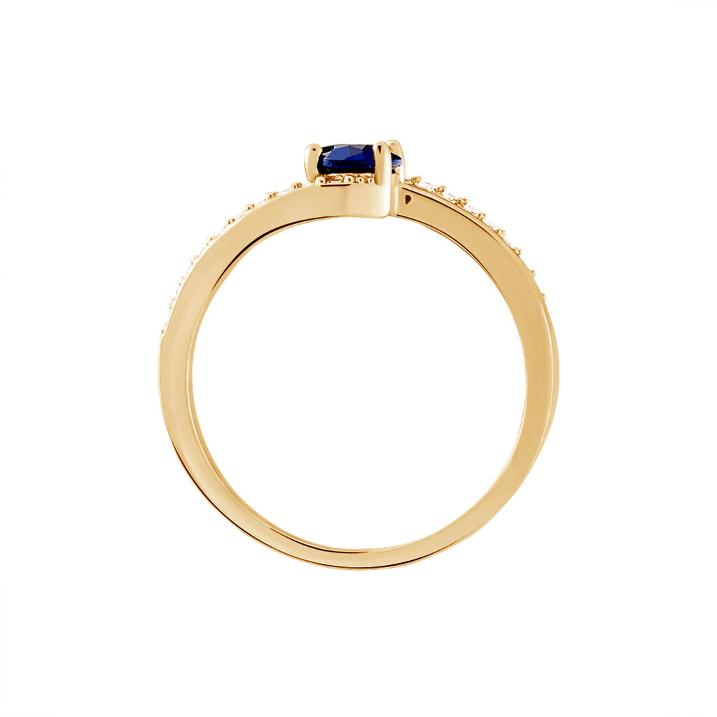 TYANA Damen Ring Vergoldet Synthetischer Stein Blau 0,25 ct Welle