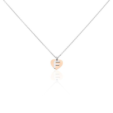 Damen Halskette Silber 925 Bicolor Buchstabe F - Halsketten Damen | OROVIVO