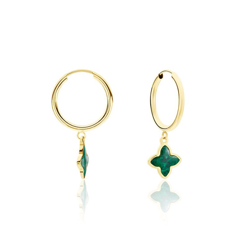 Créoles Marvella Or Jaune Malachite - Spannringe Damen | OROVIVO