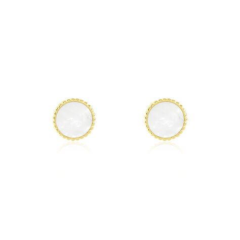 Uyen Damen Ohrstecker Gold 375 (9 Karat) Perlmutt Wei&szlig;er Perlmutt 2 ct Kreis