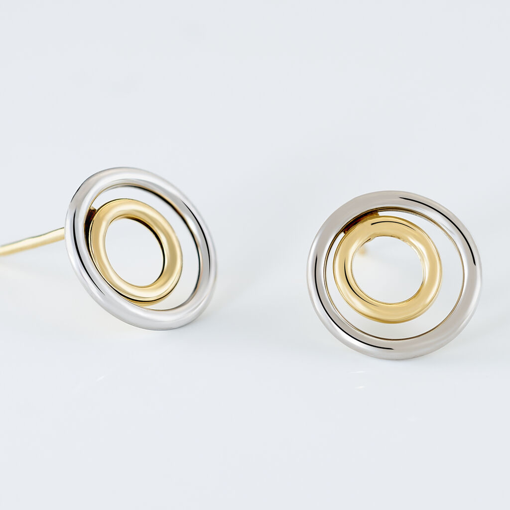 Ohrringe Gold Zweifarbig Lora - Spannringe Damen | OROVIVO