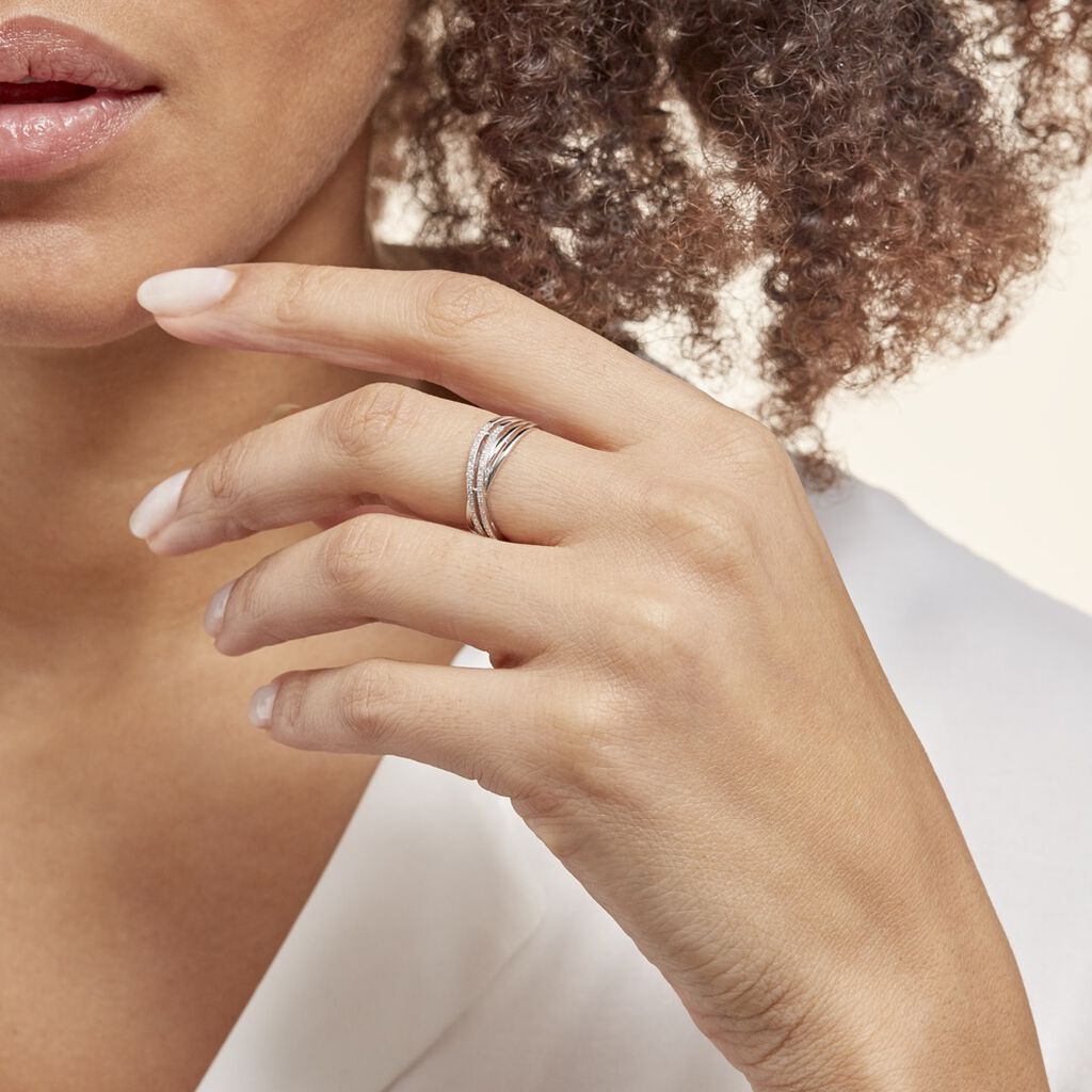 JULIANNE 3 Damen Ring Weißgold 375 (9 Karat) Diamant Weiß 0,13 ct - Ringe mit Stein Damen | OROVIVO