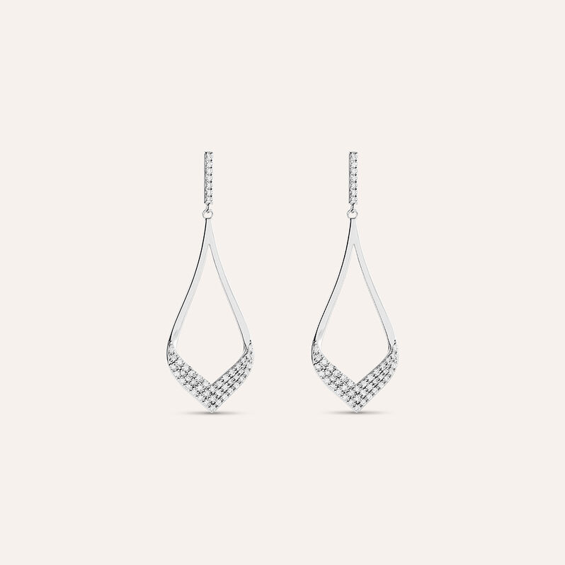 Orecchini Pendenti Silver Shine Argento Rodiato Cubic Zirconia - Spannringe Damen | OROVIVO