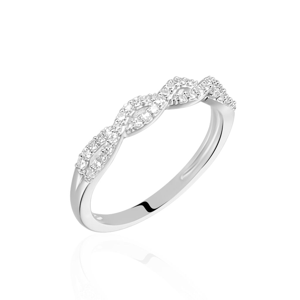 Bague Or Weiss Privela Vague Entrelacee Pavage Diamant - Spannringe Damen | OROVIVO