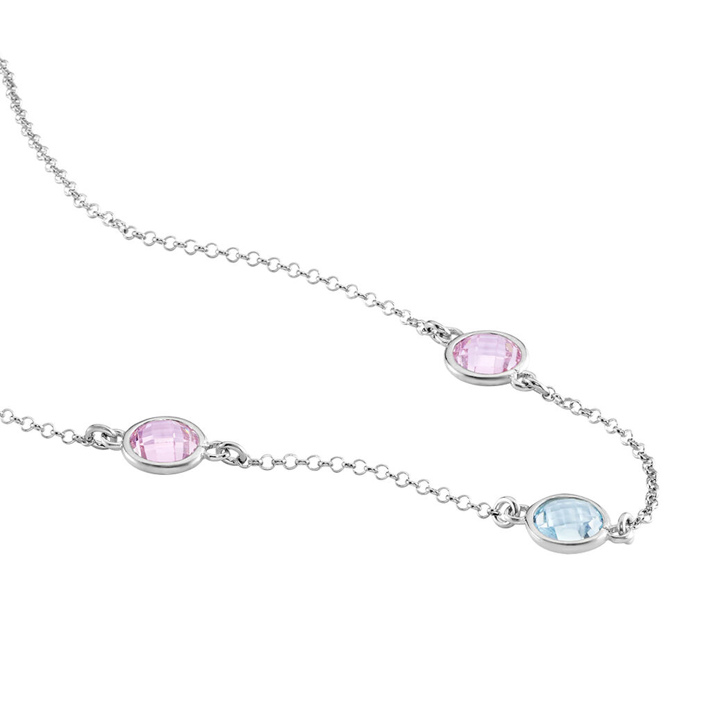 SCHARIKA Damen Collier Silber Silber 925 Zirkonia Ros&eacute; 0,3 ct Kreis
