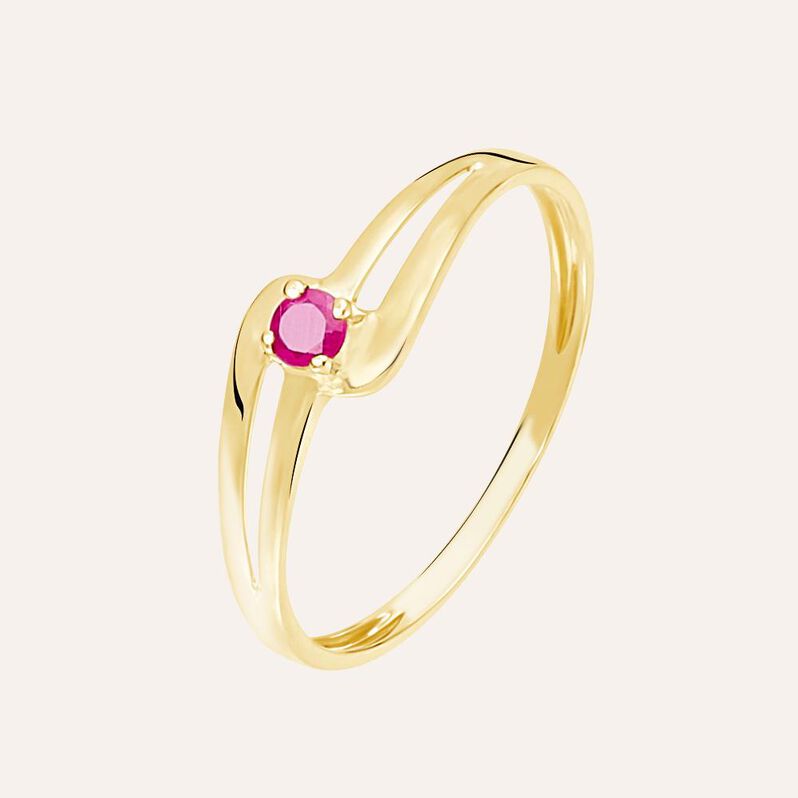 Anello Solitario Charlotte Oro Giallo Rubino - Spannringe Damen | OROVIVO