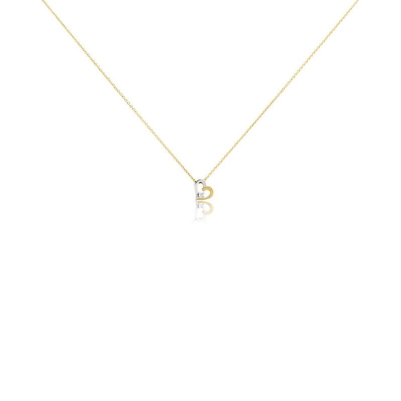 Damen Collier Gold Bicolor Gold/Silber 375 Diamant 0,03ct Herz Agnese - Halsketten Damen | OROVIVO