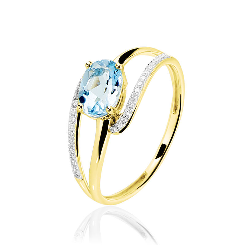 Bague Or Jaune Topaze Et Diamant - Spannringe Damen | OROVIVO