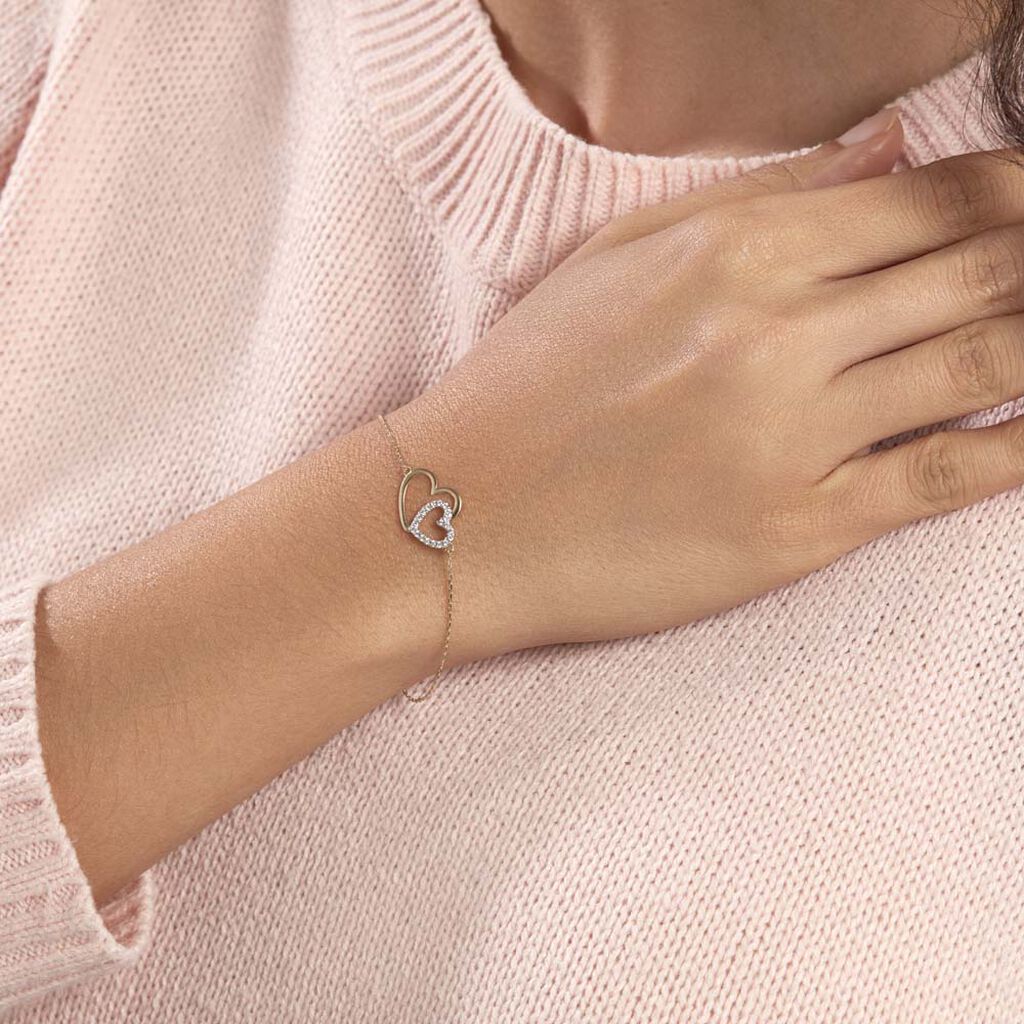 Bracelet Or Jaune Marineta Cœur Oxydes De Zirconium - Spannringe Damen | OROVIVO