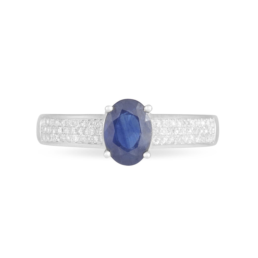 Bague Crista Or Blanc Saphir Et Diamant - Spannringe Damen | OROVIVO