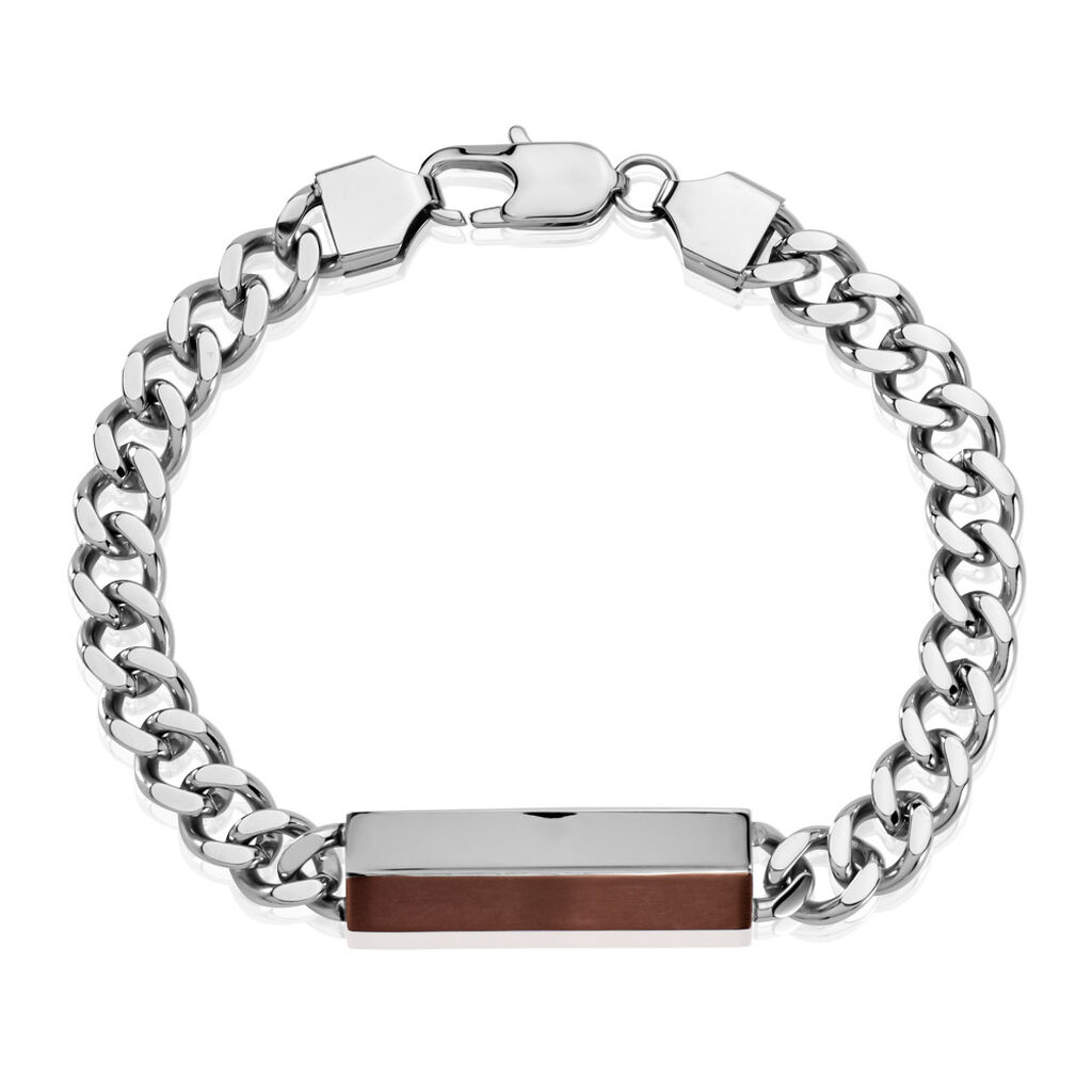 DANIEL Herren Armband Edelstahl Dunkelbraun Rechteckig - Armbänder mit Anhänger Herren | OROVIVO