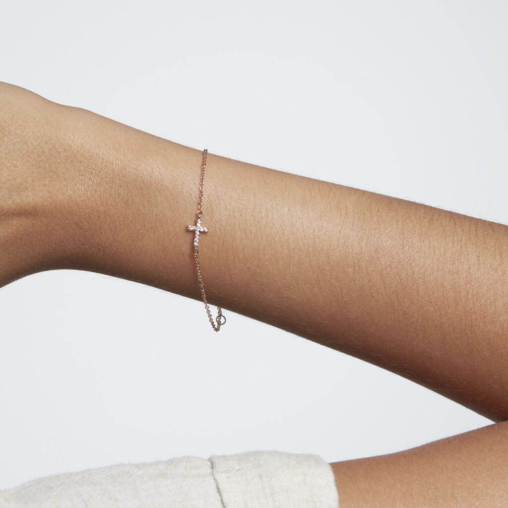 Bracelet Plaque Or Orina Croix Oxydes De Zirconium - Spannringe Damen | OROVIVO