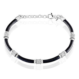 Herren Lederarmband Silber 925 Schwarz - Lederarmbänder Herren | OROVIVO