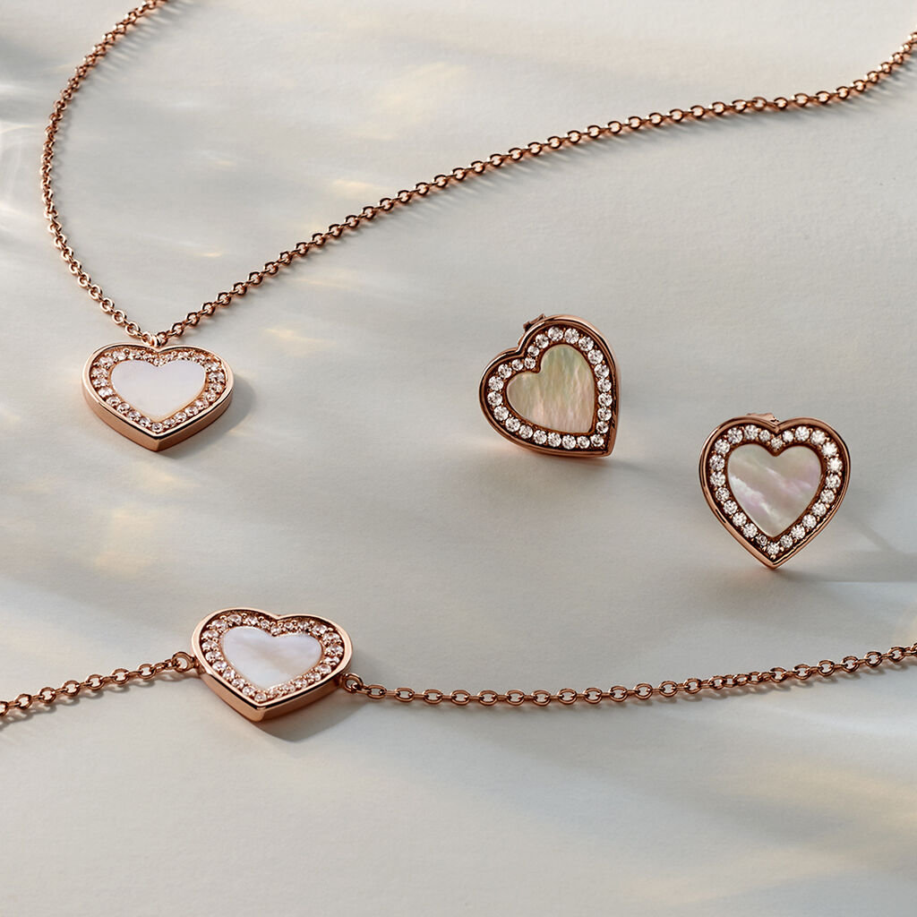 DIANNA Damen Armband Silber rosevergoldet 925 Perlmutt Rosa Perlmutt Herz