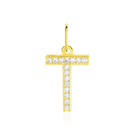 Anhänger Gold 375 Zirkonia Buchstabe T - Schmuckanhänger Familie | OROVIVO